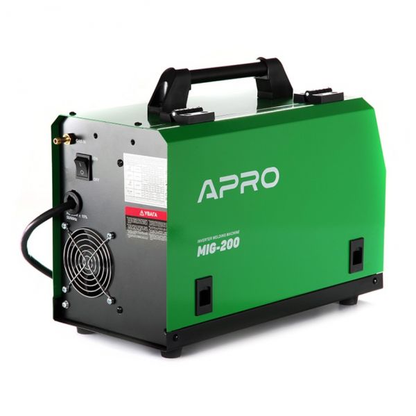 Зварювальний напівавтомат інверторний APRO MIG-200, 20-200А, ел.5мм, пр.0.8-1мм 5кг 2.5+1.5+3м