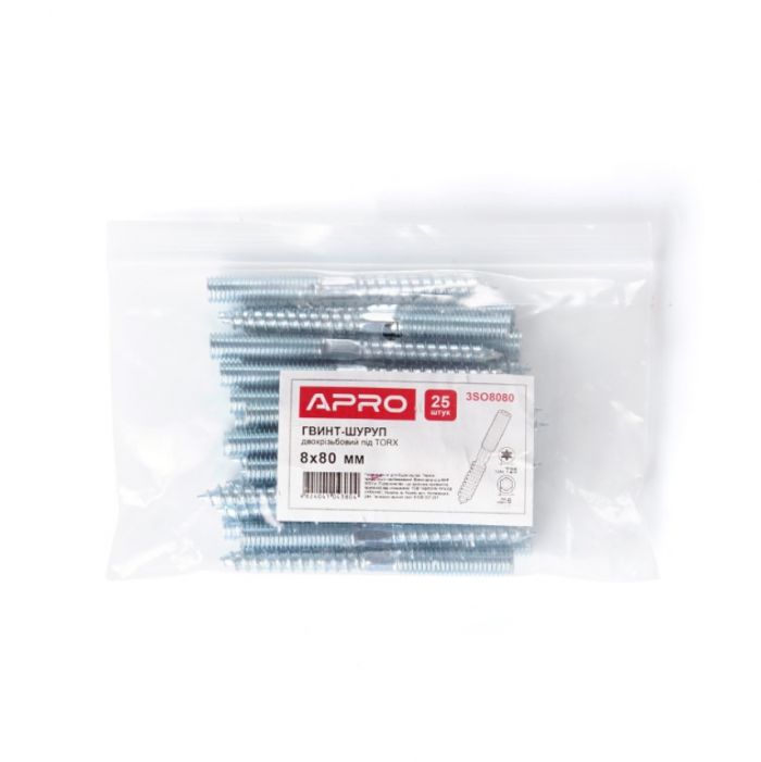 Гвинт-шуруп М8x80мм. (шпилька дворізьбова) TORX APRO