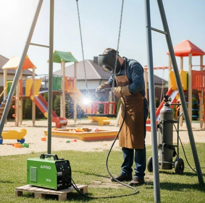 Зварювальний напівавтомат інверторний APRO MIG-160, 20-160А, ел.4мм, пр.0.8-1мм 5кг 2.5+1.5+3м (набір кабелів)