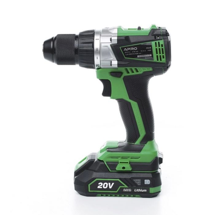 Дриль-шуруповерт безщіточний APRO 20В, 2А, 20DB, 2 АКБ, ЗУ, кейс