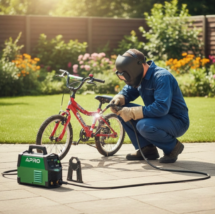 Зварювальний апарат інверторний APRO MMA-140 K, ел.4мм, + набір кабелів, кейс